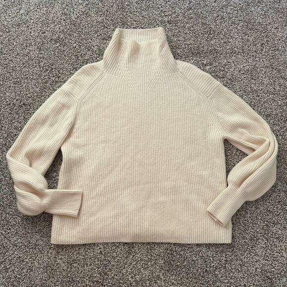 Nordstrom cream knit turtleneck wool & cashmere sweater size M - Picture 6 of 13